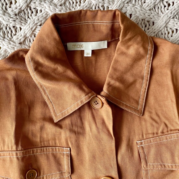 Maje Short Jumpsuit with Belt and Four Pockets - Picture 2 of 4